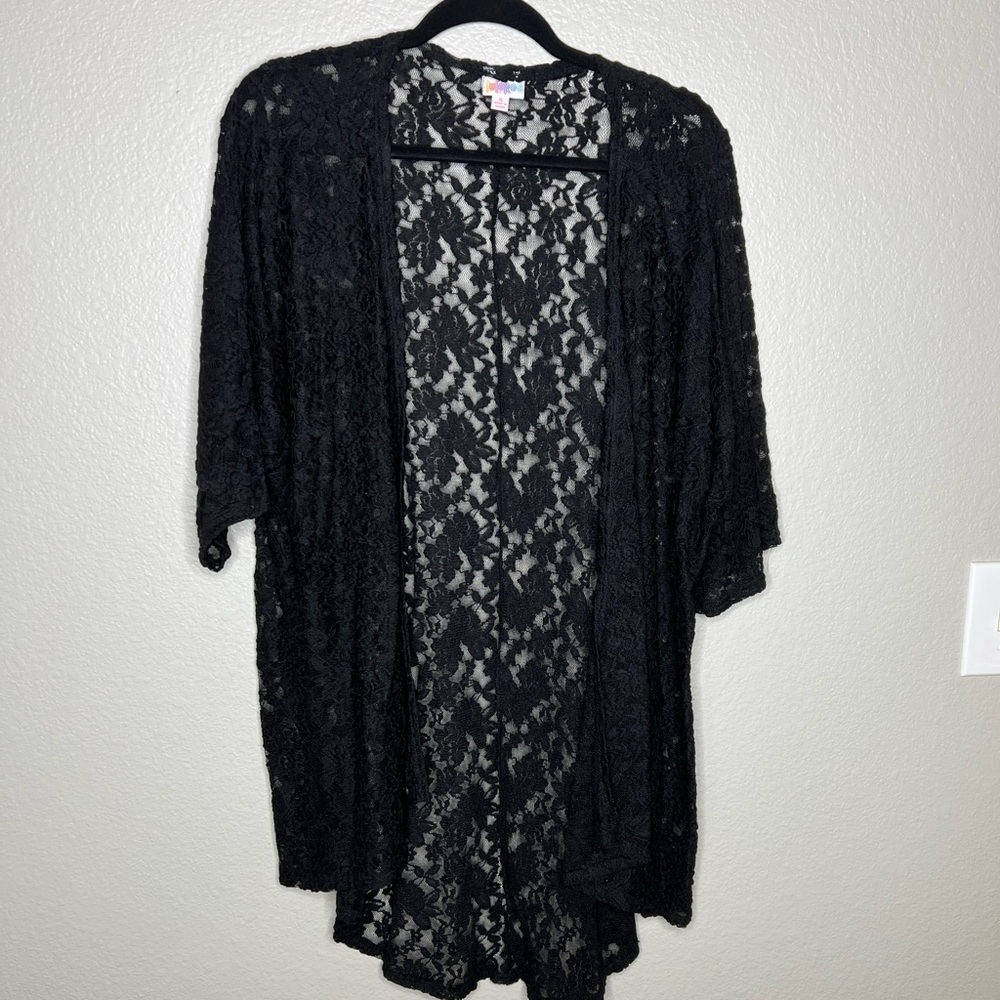 Lularoe Black Lace Lindsay Cadigan size Small